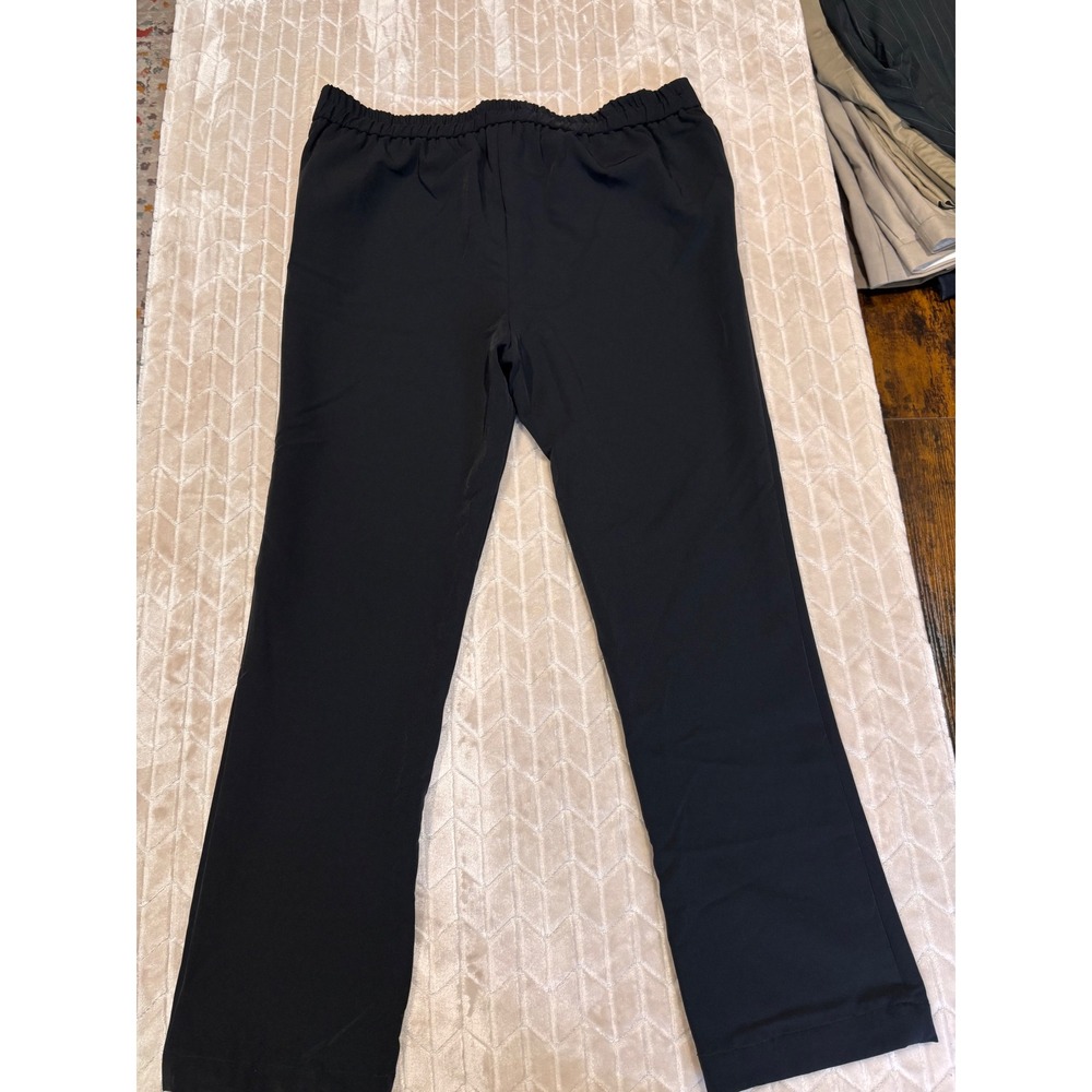 Eileen Fisher Black Straight Leg Dress Pants Elastic Waist Quiet Luxury Size L - Picture 10 of 13